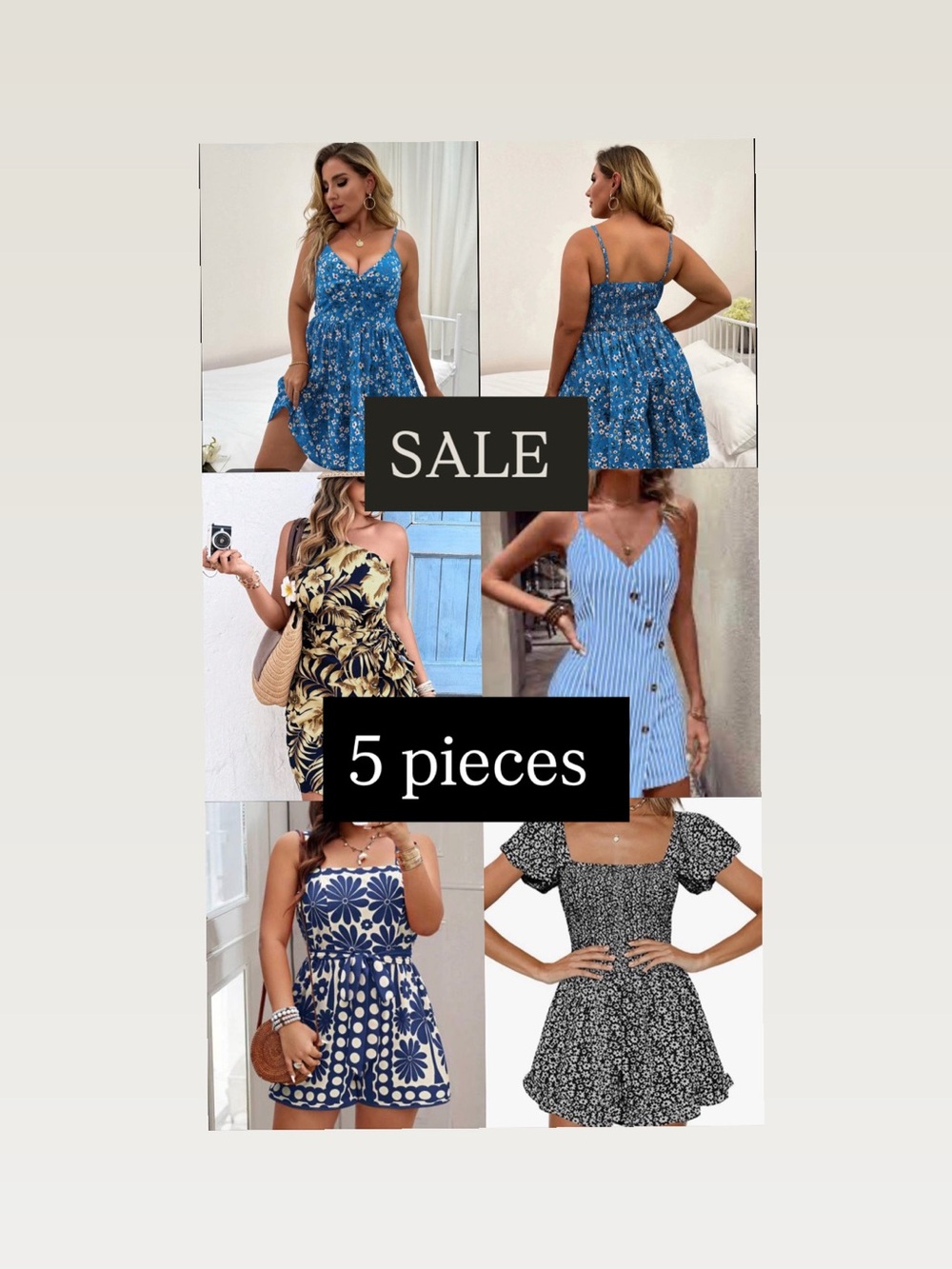 5 pieces Floral and Striped Dress Collection